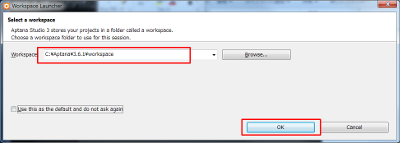 Aptana Studio ワークスペースの指定