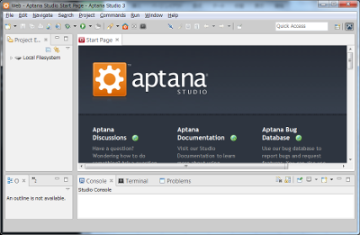 Aptana Studio の起動画面