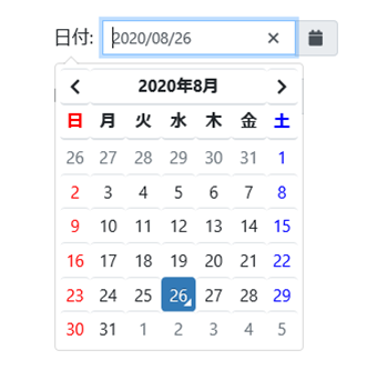 Bootstrap4 Date Pickerの日付入力にはカレンダーが表示される