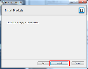 Brackets インストールボタン押下
