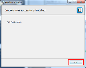 Brackets インストール終了