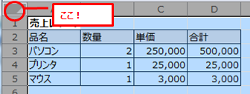 Exce セルの全選択