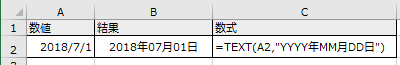 Excel TEXT関数 日付の表示形式