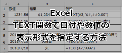 Excel TEXT関数で日付や数値の表示形式を指定する方法