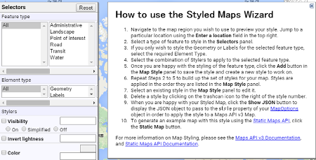 Google マップ Styled Maps Wizardを使ってカスタマイズする方法