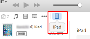 iTuneでiPadアイコンを選択