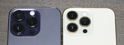 iPhone 14 Proと13Proのカメラのレンズ比較の様子