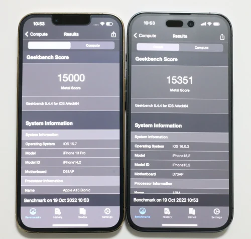 iPhone 14 Proと13ProのGPU性能比較