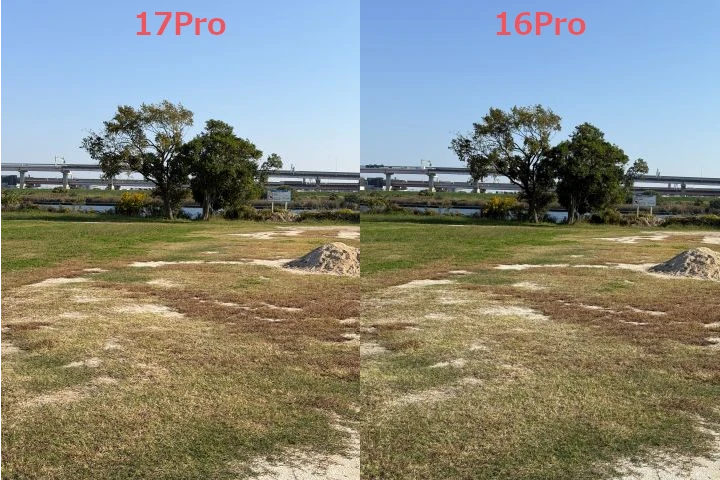 左がiPhone 17 Proで右がiPhone 16 Proの画像比較2倍