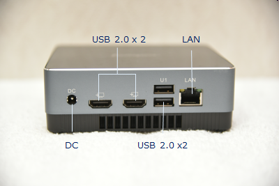 Jumper EZbox i3の前面にはAudioポートとType-Cポートが２つとUSB 3.0ポートが２つで利便性が高い
