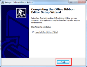 Office Ribbon Editor インストール終了画面