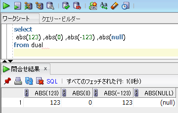 ORACLE 絶対値を求めるABS関数