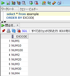 Oracle SQLでORDER BY EXCODEした場合