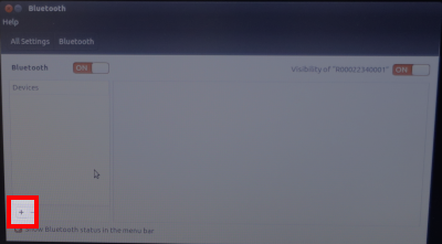 Bluetoothの設定画面を開いて＋ボタンをクリック