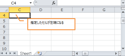 VBA スクロール 指定したセルが左端になる