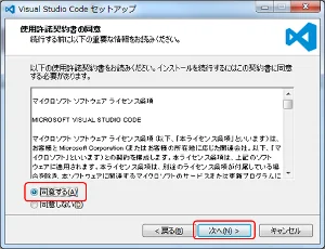 VS Code インストール セットアップ同意